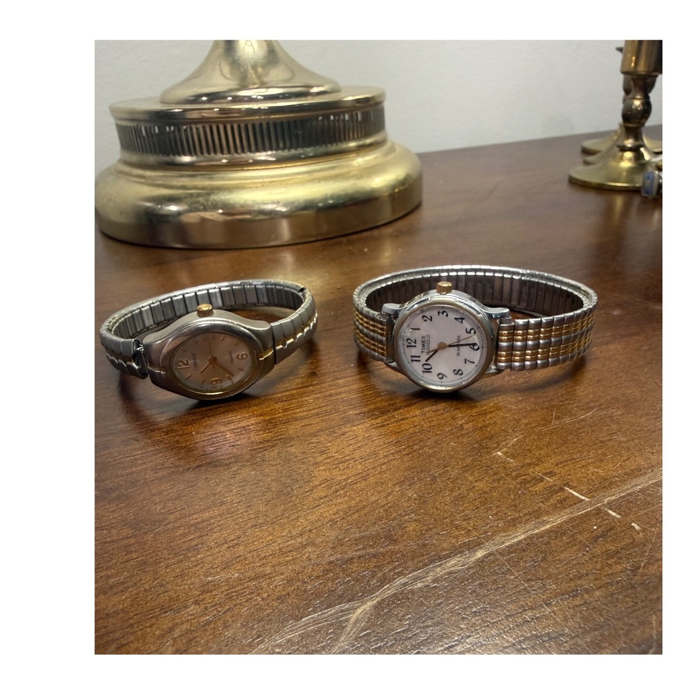 Timex Indiglo & Carriage Womens Watches Two Tone Expansion Band needs batteries